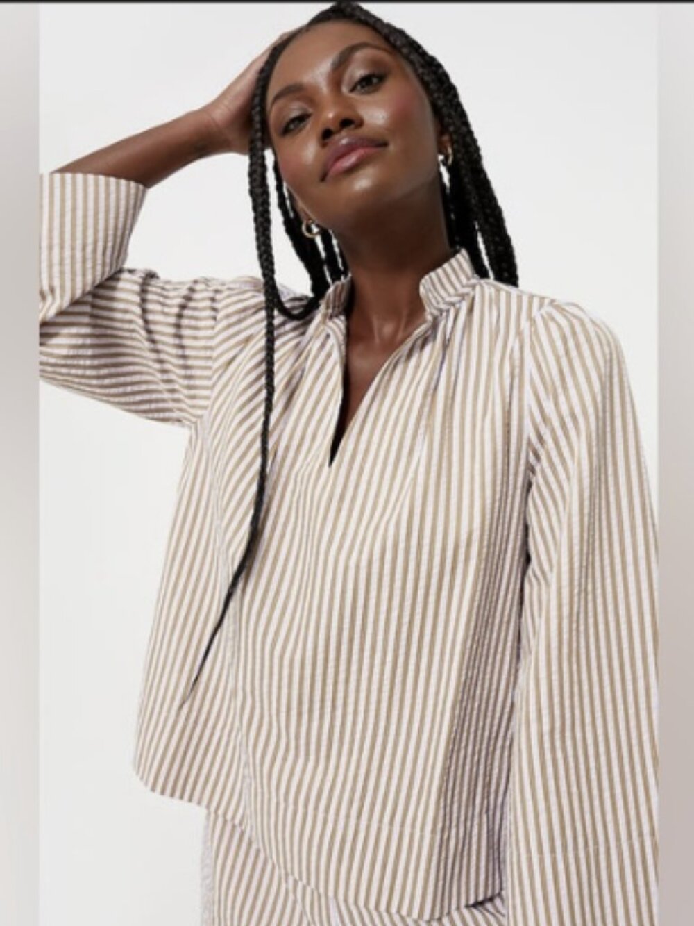 Tuckernuck Pomander Place, Lilac Stripe Phillipa Blouse, Size M